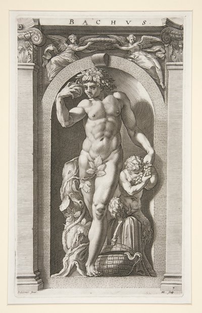 Bacchus, číslo 7 v sérii Osm starožitných bohů od Hendrick Goltzius