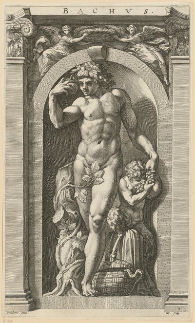 Bacchus, list č. 7 ze série „Osm antických božstev“ od Hendrick Goltzius