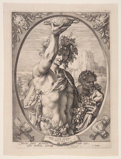 Bakchus, ze Tří pohanských bohů a bohyň od Hendrick Goltzius