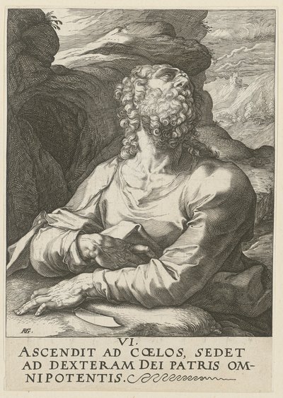 Bartholomäus, list 6 ze série „Kristus, dvanáct apoštolů a Pavel“ od Hendrick Goltzius