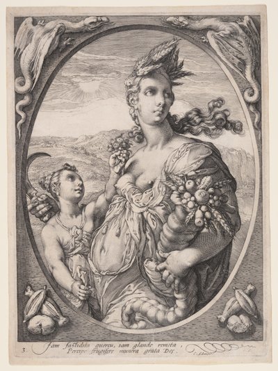 Ceres, od Tři pohanští bohové nebo bohyně od Hendrick Goltzius