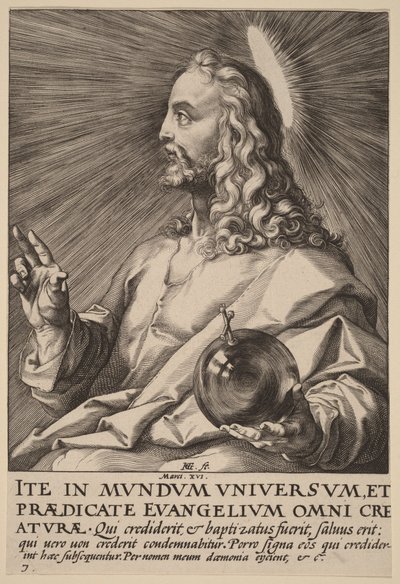 Kristus jako Salvator Mundi od Hendrick Goltzius