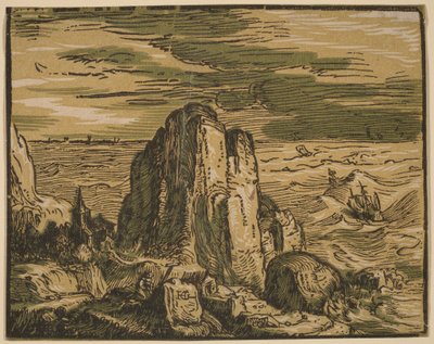 Útes na mořském pobřeží od Hendrick Goltzius