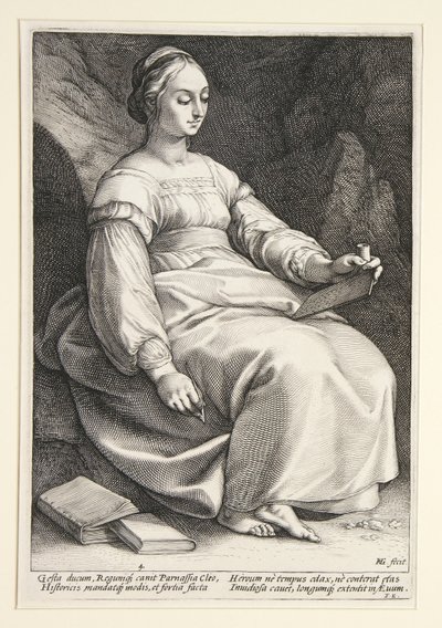 Kleió, list 4 ze série „Devět múz“ od Hendrick Goltzius