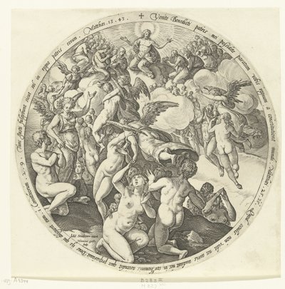 Blahoslavení jsou přijímáni v nebi Poslední soud (název série) od Hendrick Goltzius