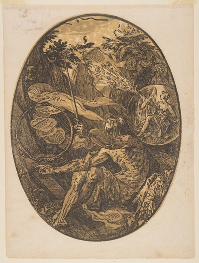 Demogorgon v Jeskyni věčnosti, z knihy Božstva od Hendrick Goltzius