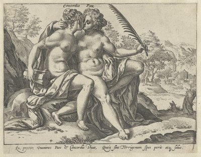 Jednota a mír (Concordia / Pax) Spojené ctnosti (název série) od Hendrick Goltzius