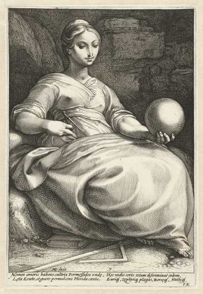 Erato Devět múz (název série) od Hendrick Goltzius