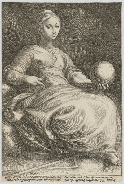 Erato, tabule 7 ze série „Devět múz“ od Hendrick Goltzius