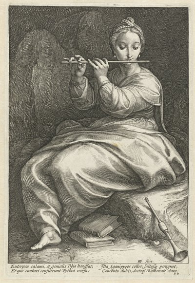 Euterpe Devět múz (název série) od Hendrick Goltzius