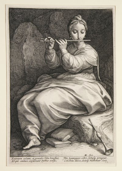 Euterpé, tabule 6 ze série Devět múz od Hendrick Goltzius