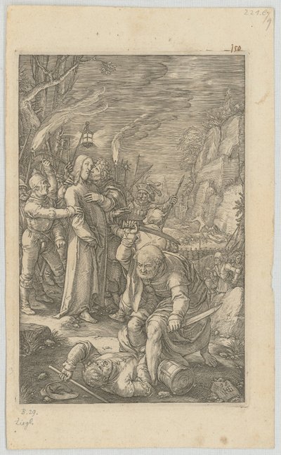 Zajetí Krista, list 3 ze série „Umučení“ od Hendrick Goltzius
