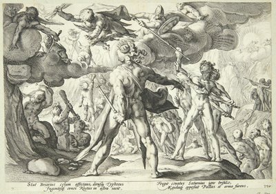 Obři bouří nebe od Hendrick Goltzius