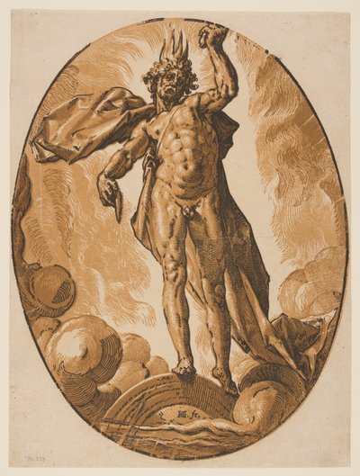 Hélios, z knihy Božstva od Hendrick Goltzius