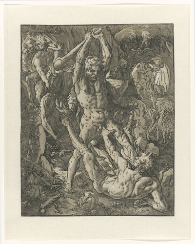 Hercules porazil Cacus Herkules a Cacus od Hendrick Goltzius