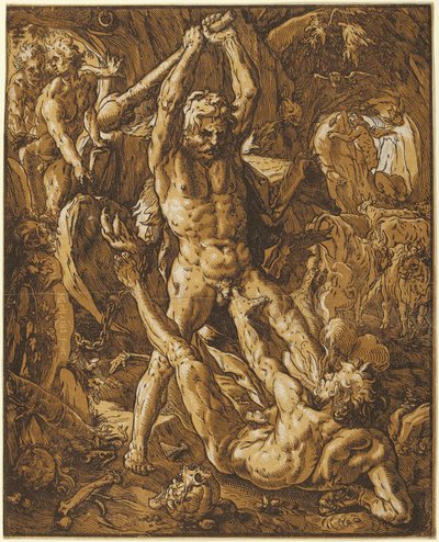 Herkules zabíjí Caca od Hendrick Goltzius