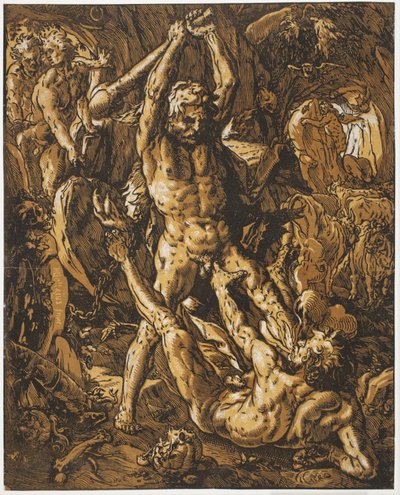 Herkules zabíjí Cacuse od Hendrick Goltzius