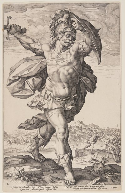 Horatius Cocles, z knihy Římští hrdinové od Hendrick Goltzius