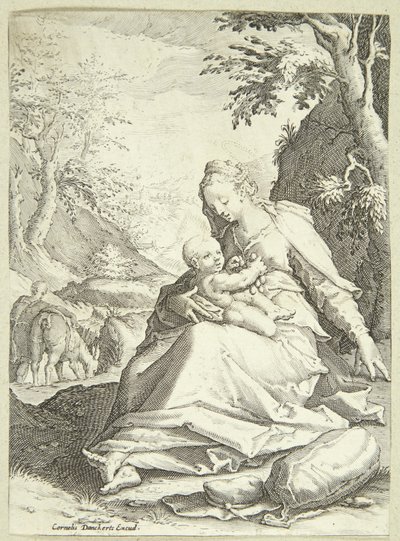 Zbytek na letu do Egypta od Hendrick Goltzius