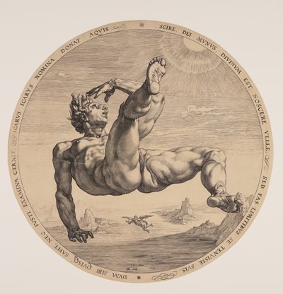 Ikarus, z knihy Čtyři potupníci od Hendrick Goltzius