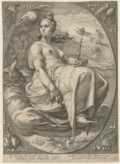 Juno, list 3 ze série „Tři bohyně“ od Hendrick Goltzius