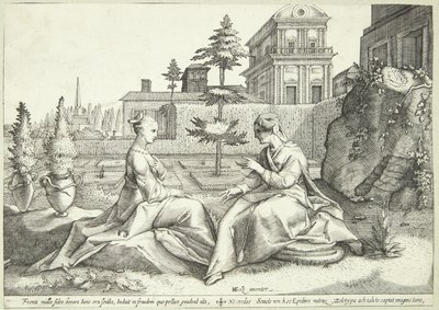 Juno převlečená za Beroë varuje Semele od Hendrick Goltzius