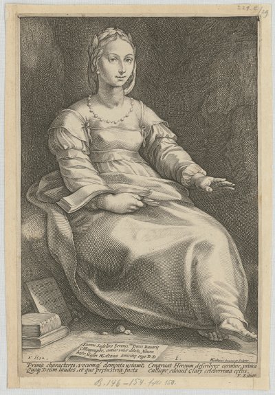 Kalliope, list 1 ze série „Devět múz“ od Hendrick Goltzius