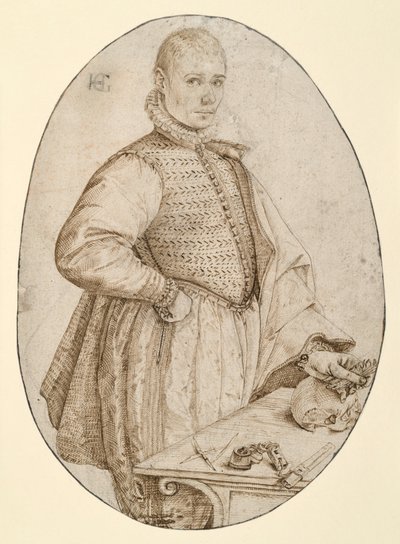 Postava mladého muže po kolena obrácená doprava (Gysbrecht van Batenburg) od Hendrick Goltzius