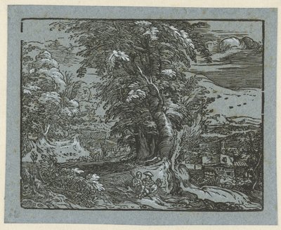 Krajina s sedící pár Čtyři malé krajiny (název série) od Hendrick Goltzius
