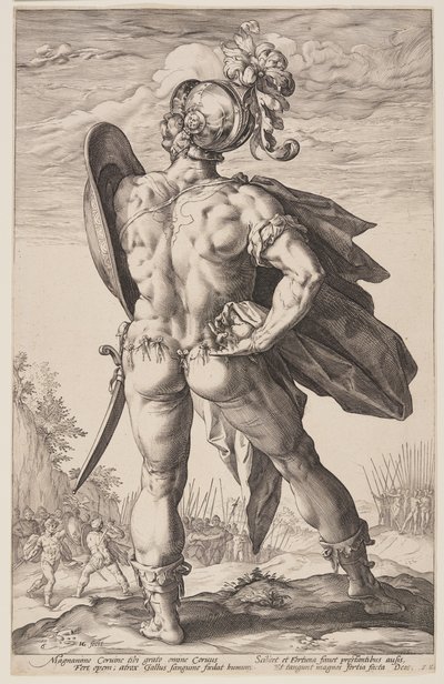 Marcus Valerius Corvus, z knihy Římští hrdinové od Hendrick Goltzius