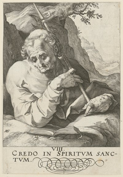 Matouš, list 9 ze souboru „Kristus, dvanáct apoštolů a Pavel“ od Hendrick Goltzius