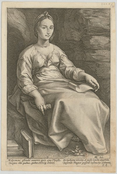 Melpomene, list č. 3 ze série „Devět múz“ od Hendrick Goltzius