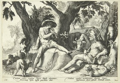 Merkur ukolébá Arguse ke spánku od Hendrick Goltzius