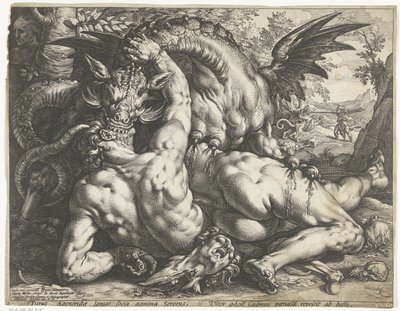 Kadmovi společníci pohlcení drakem od Hendrick Goltzius