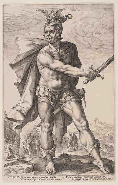 Mucius Scaevola, z knihy Římští hrdinové od Hendrick Goltzius