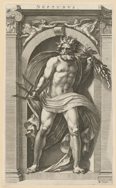 Neptun, list č. 2 ze série „Osm antických božstev“ od Hendrick Goltzius