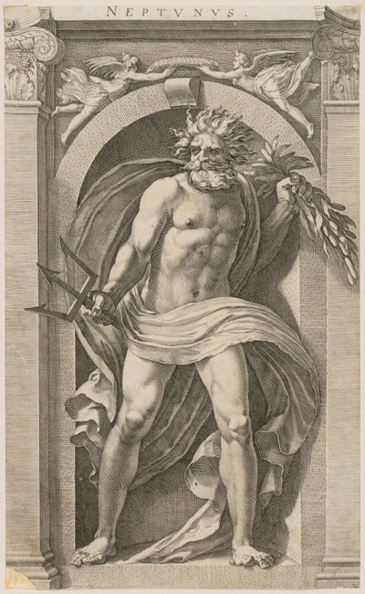 Neptun, list č. 2 ze série „Osm antických božstev“ od Hendrick Goltzius