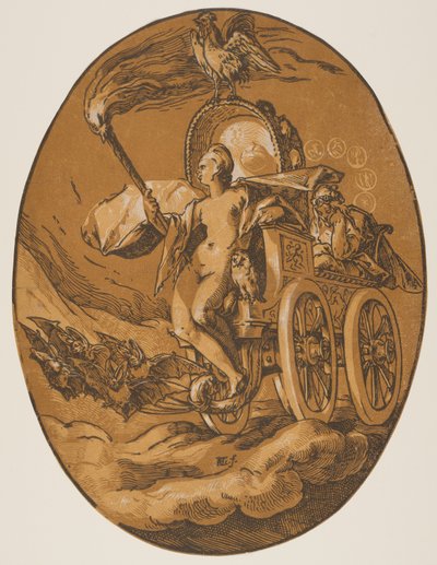 Nox, z knihy Božstva od Hendrick Goltzius