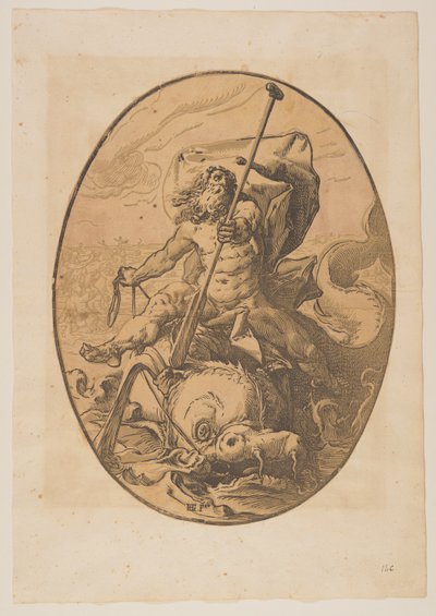 Oceanus, z knihy Božstva od Hendrick Goltzius