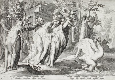 Phaethontovy sestry proměněné v topoly a Cygnus v labuť od Hendrick Goltzius