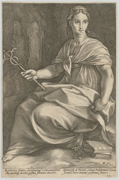 Polyhymnia, list 8 ze série „Devět múz“ od Hendrick Goltzius
