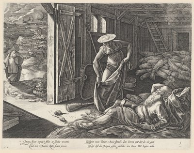 Ruth a Boaz v sýpce Historie Ruth (název série) od Hendrick Goltzius