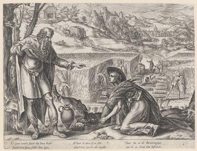 Ruth sbírá na Boazově poli Historie Ruth (název série) od Hendrick Goltzius