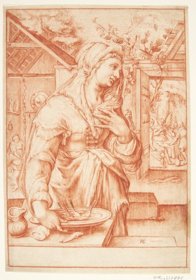 Sarah v kuchyni od Hendrick Goltzius