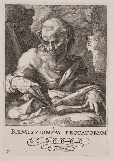 Svatý Šimon, od Krista, apoštolů a svatého Pavla s vyznáním víry od Hendrick Goltzius