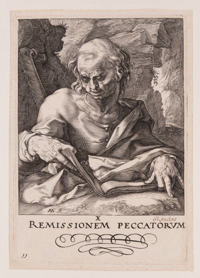 Svatý Šimon, od Krista, apoštolů a svatého Pavla s vyznáním víry od Hendrick Goltzius