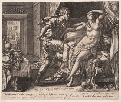 Tarquinius a Lukrécie, z knihy Příběh Lukrécie od Hendrick Goltzius