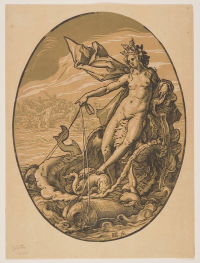 Tethys, z knihy Božstva od Hendrick Goltzius