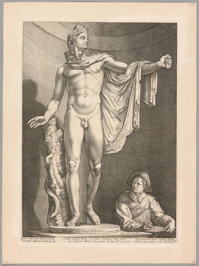 Apollo Belvedere, deska 3 ze tří slavných antických soch od Hendrick Goltzius