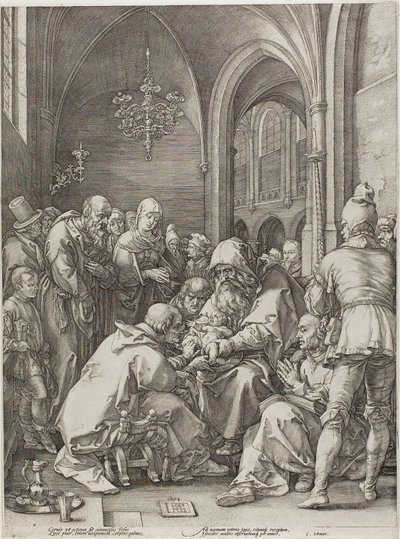 Obřízka, deska čtyři z Narození a raného života Krista od Hendrick Goltzius
